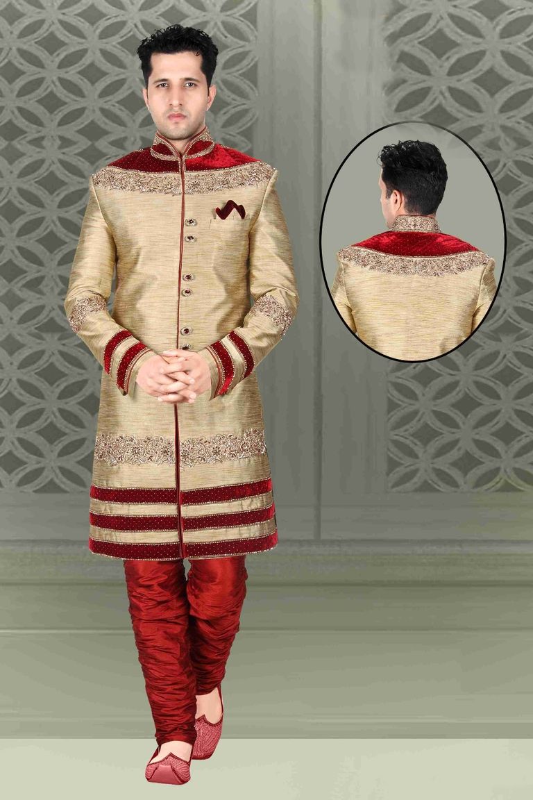 Beige Color Trendy Look Indo Western Sherwani