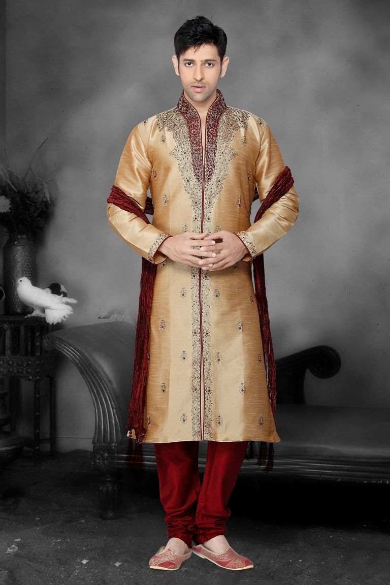 Beige Color Kurta Pyjama