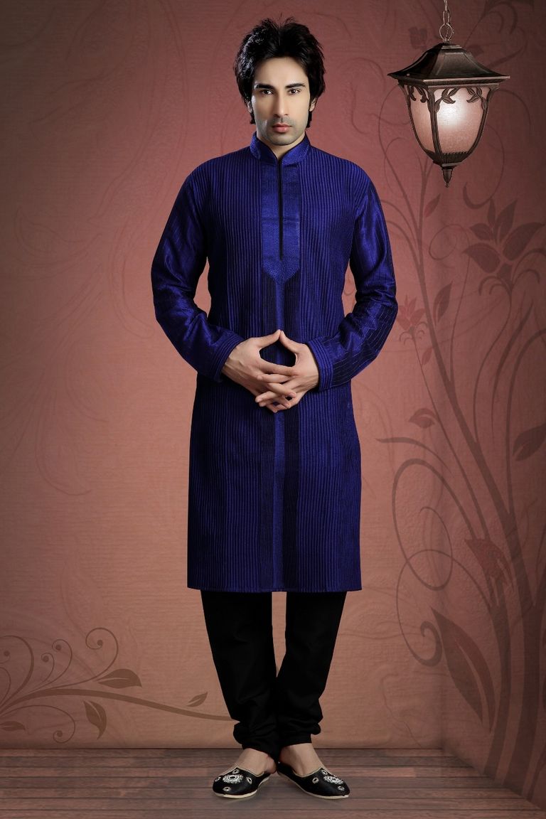 Blue Art Silk Kurta Payjama