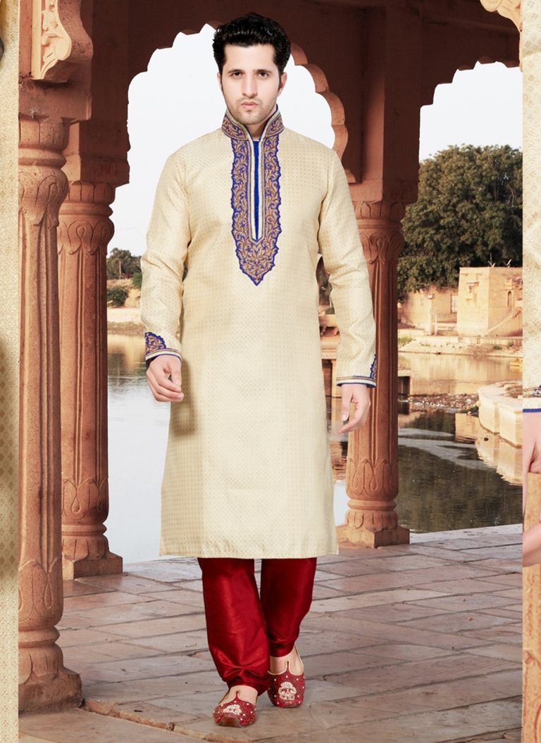 Cream Color Occasional Kurta Payjama