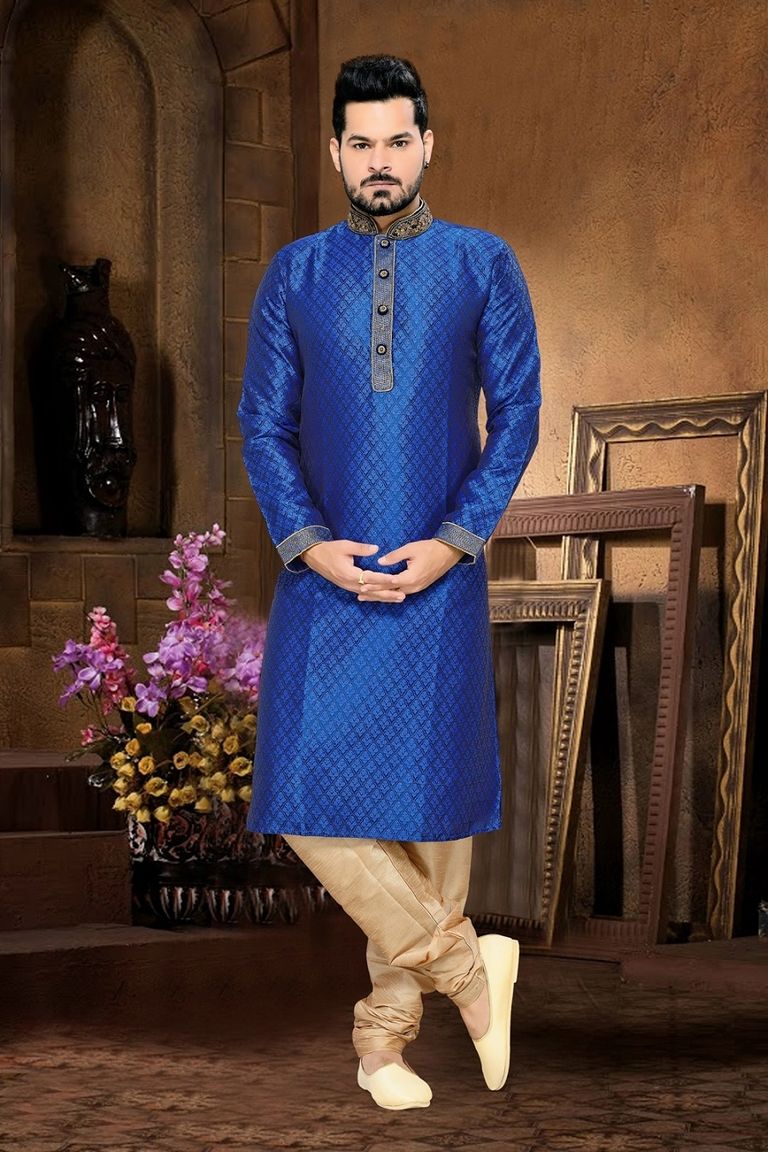 Blue Color Sangeet Kurta Payjama
