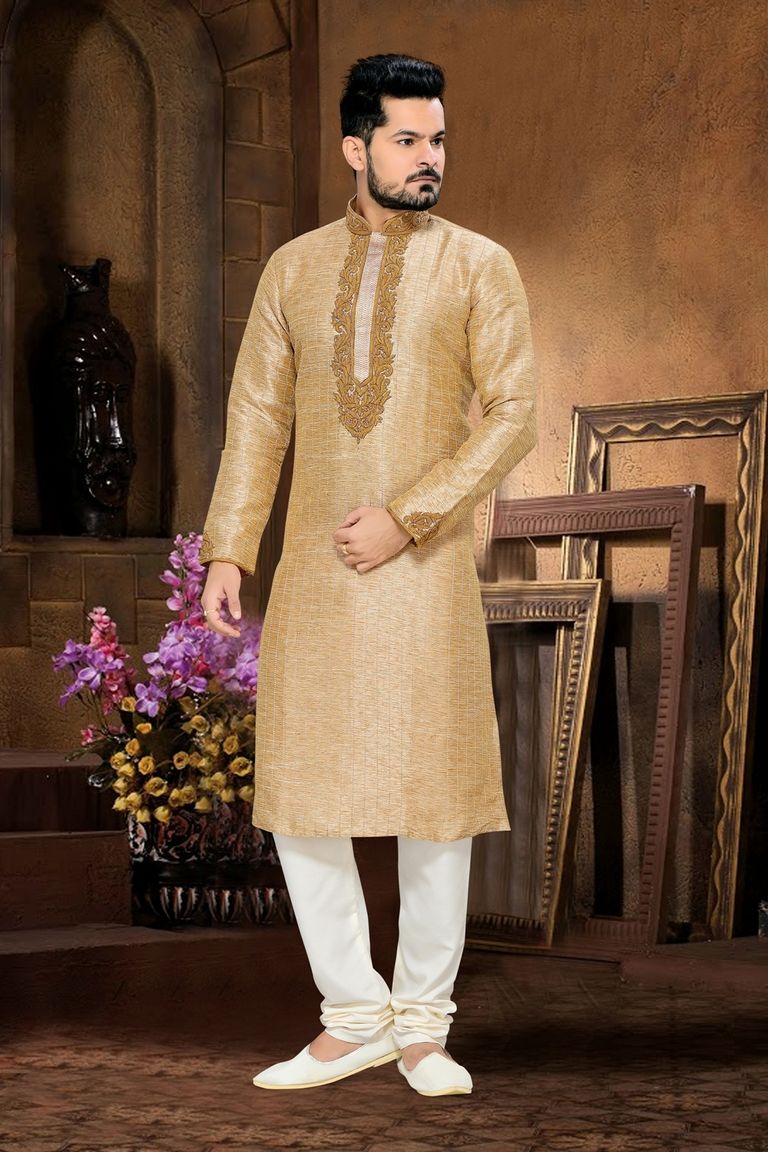 Beige Color Attractive Kurta Payjama