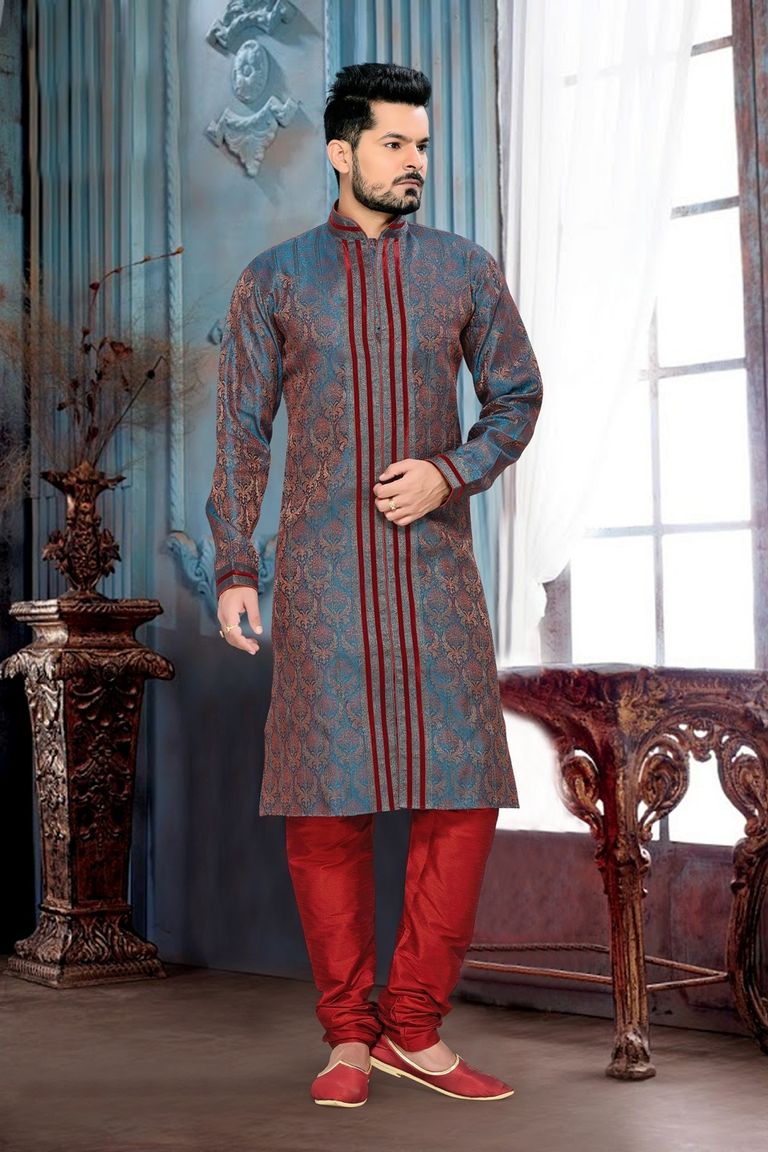 Blue Brown Color impressive Kurta Payjama