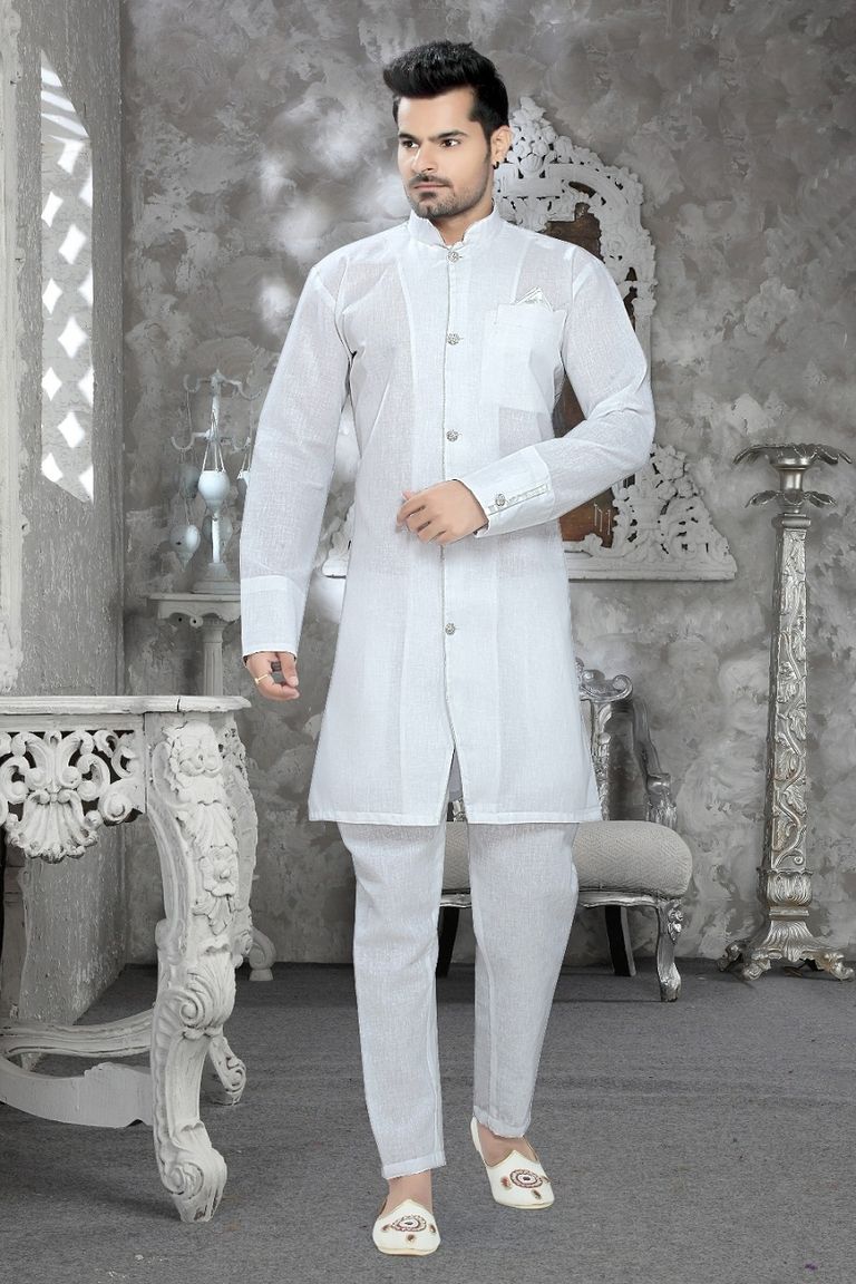 White Color resplendent Kurta Payjama