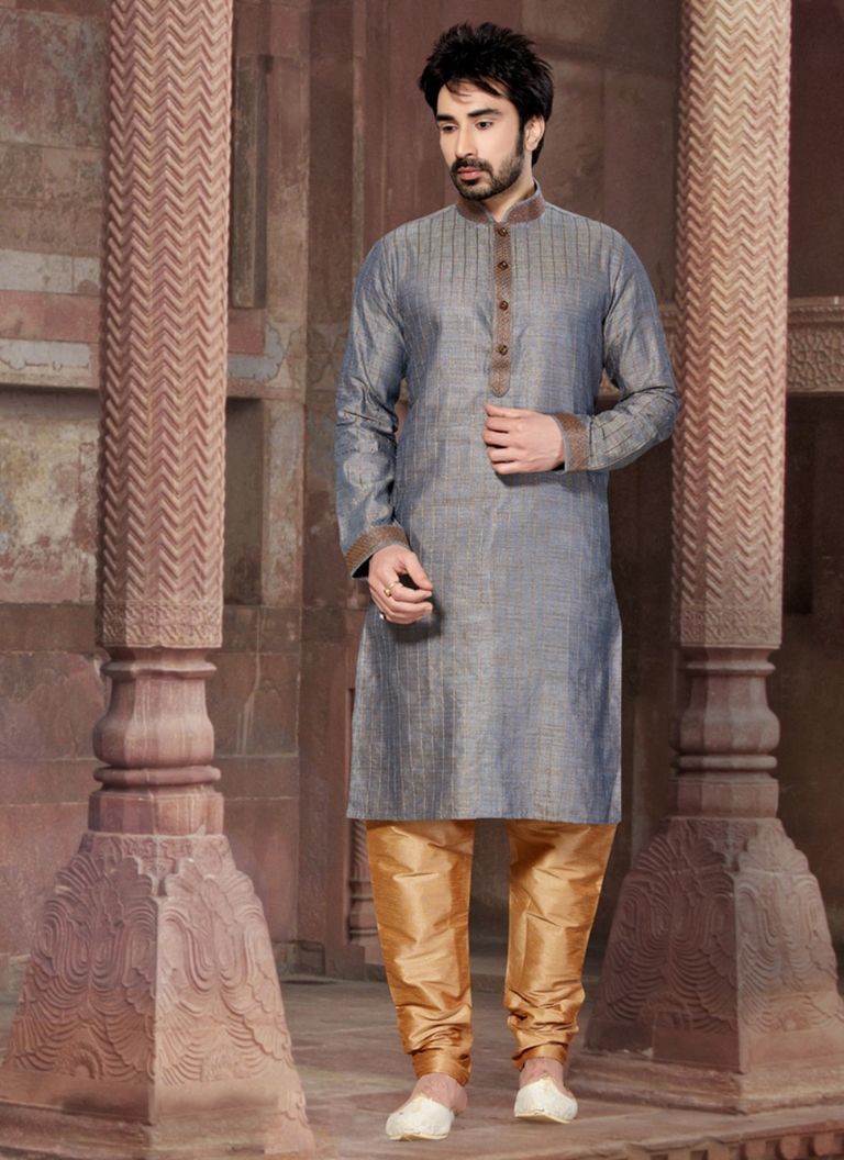 Superlative Grey Color  Kurta Payjama