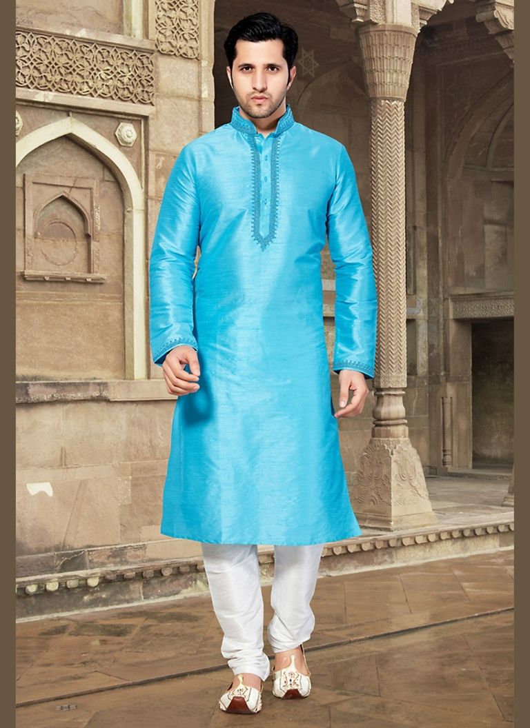 Blue Color Heavy Look Kurta Payjama