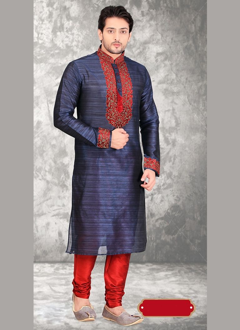 Mens Ethnic Blue Color Kurta Payjama
