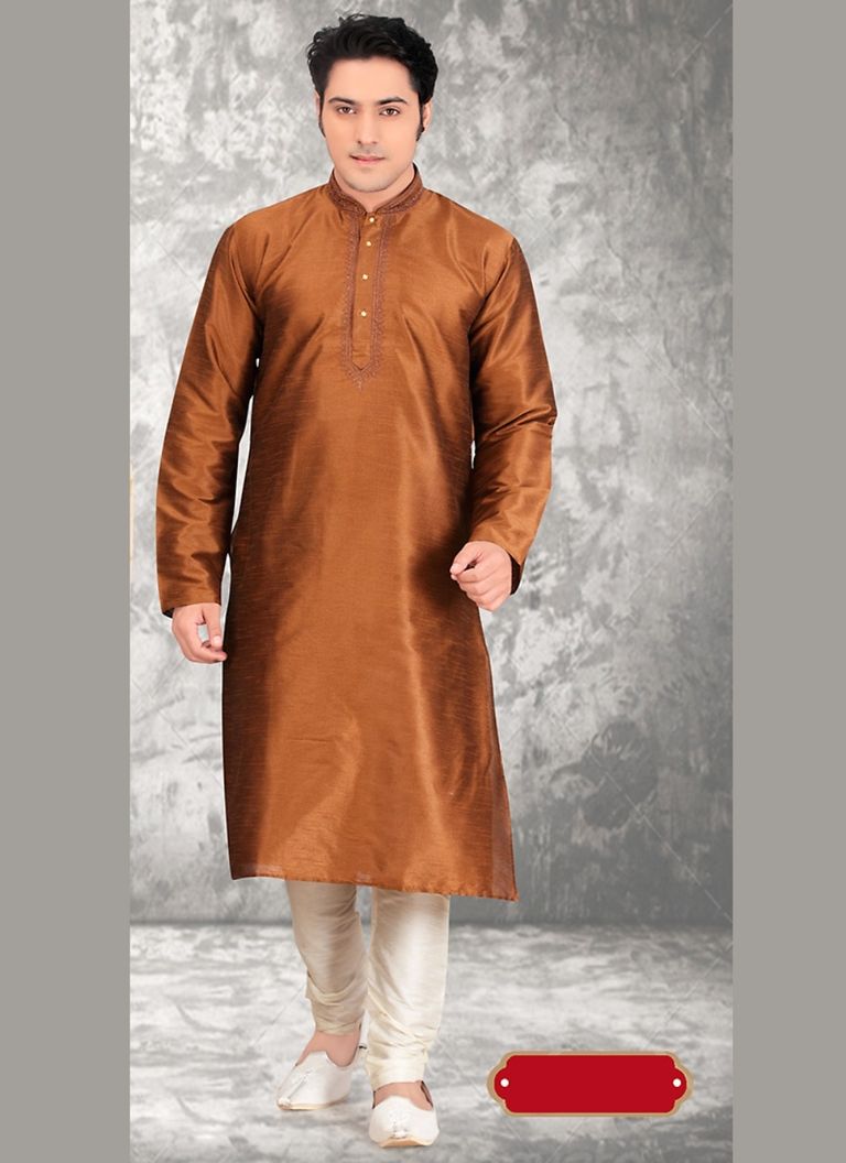 Tantalizing Brown Wedding Kurta Payjama