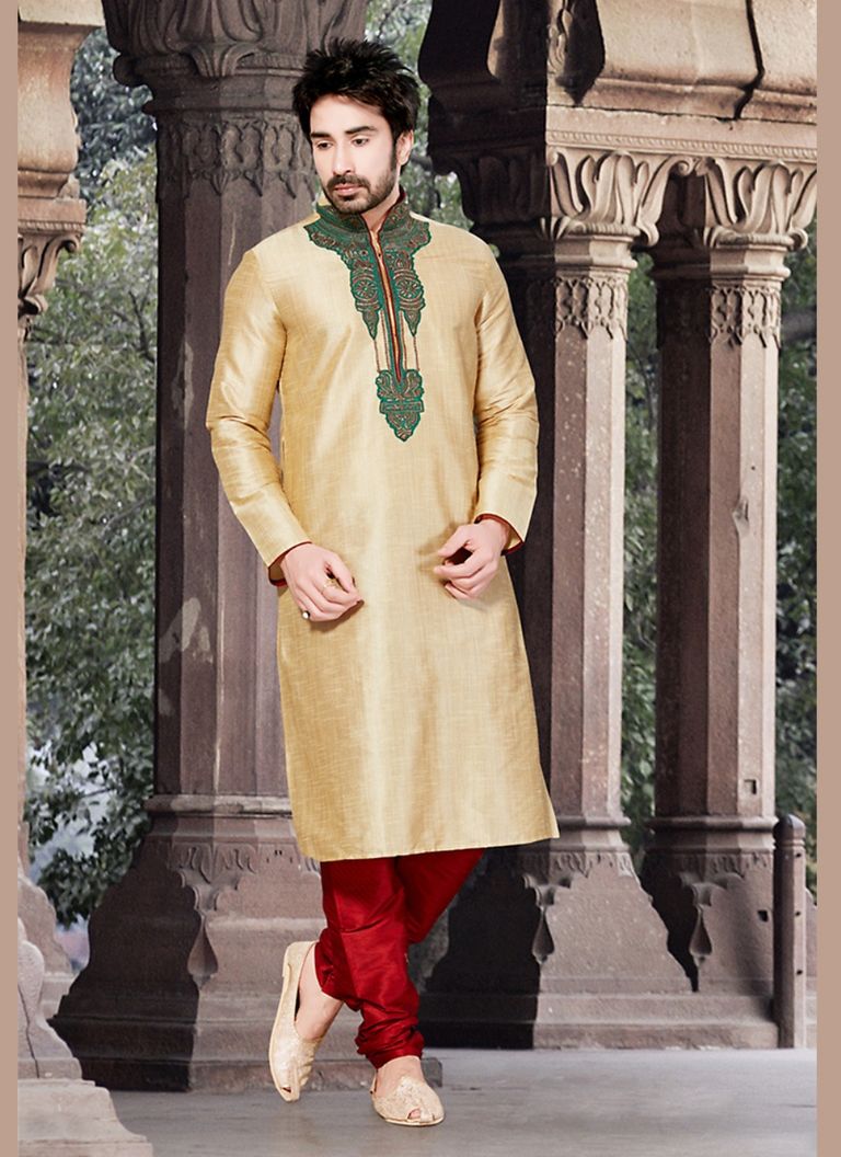 Brown Color Engrossing Kurta Payjama
