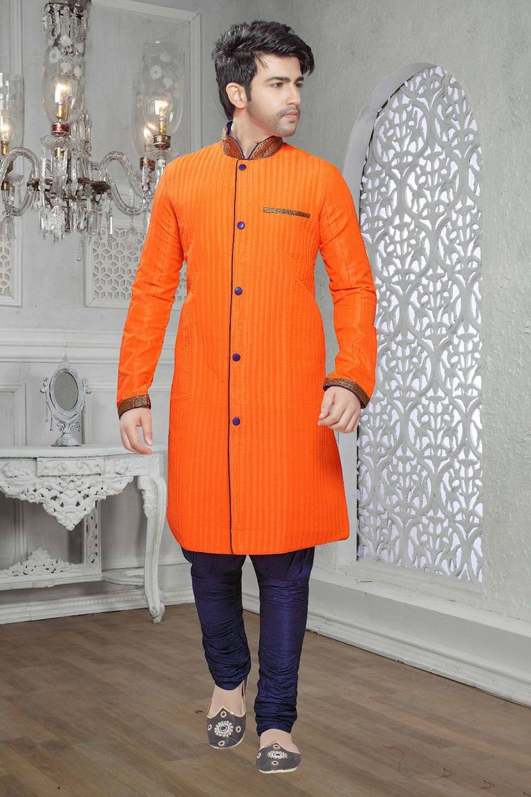 Orange Color Dazzing Kurta Payjama