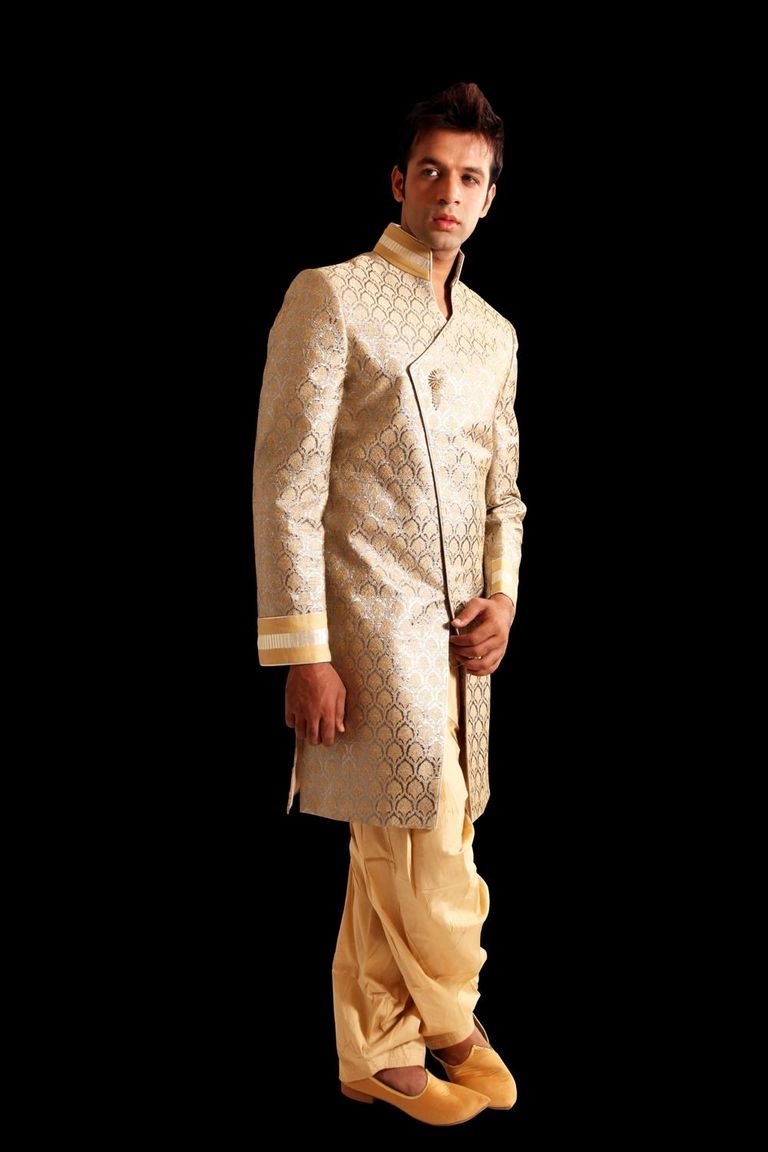 Gold With Silver Indowestern Sherwani BL1015