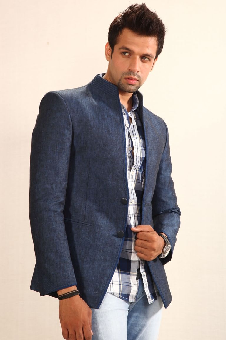 Chic Blue Linen Blazer BL5005