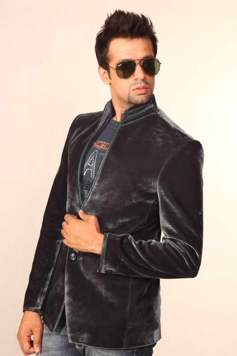 Modern Grey Velvet Blazer BL5006
