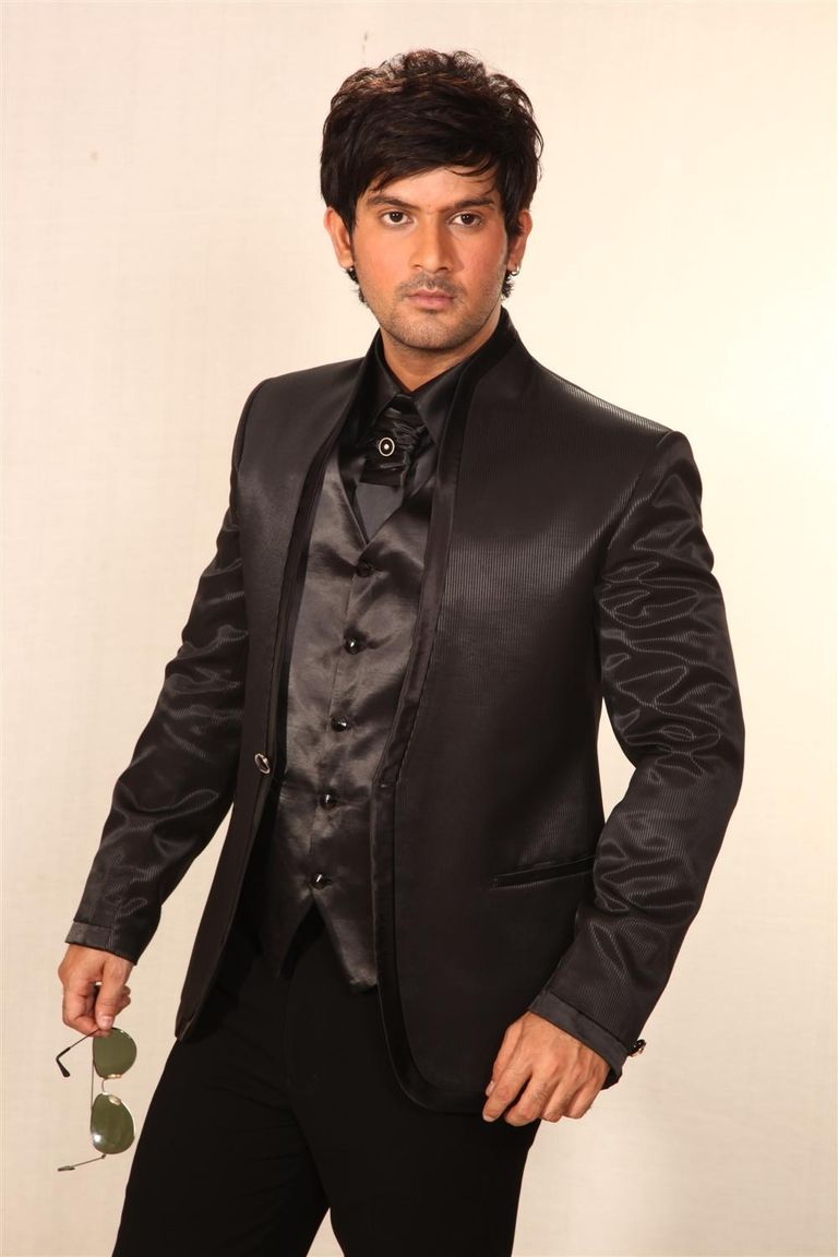 5 Piece High Neck Black Wedding Suit BL3008