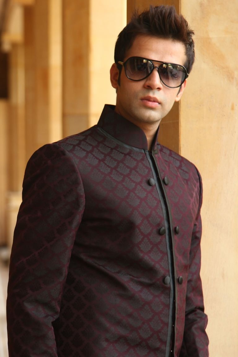 Nehru Style Wine Indowestern Sherwani BL1001