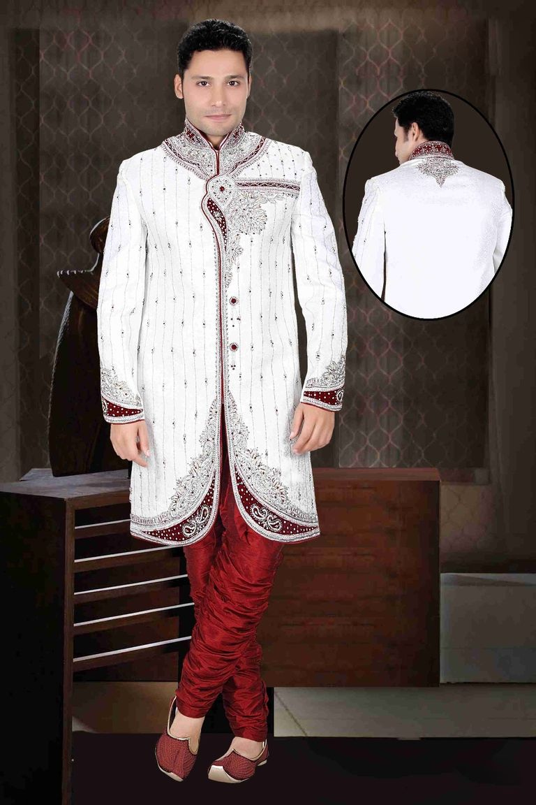 Royal King Look White Color Royal Sherwani