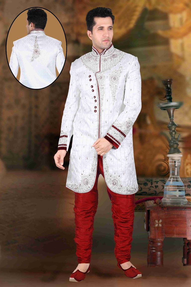 Beautiful White Color Sherwanifor Mens Wedding