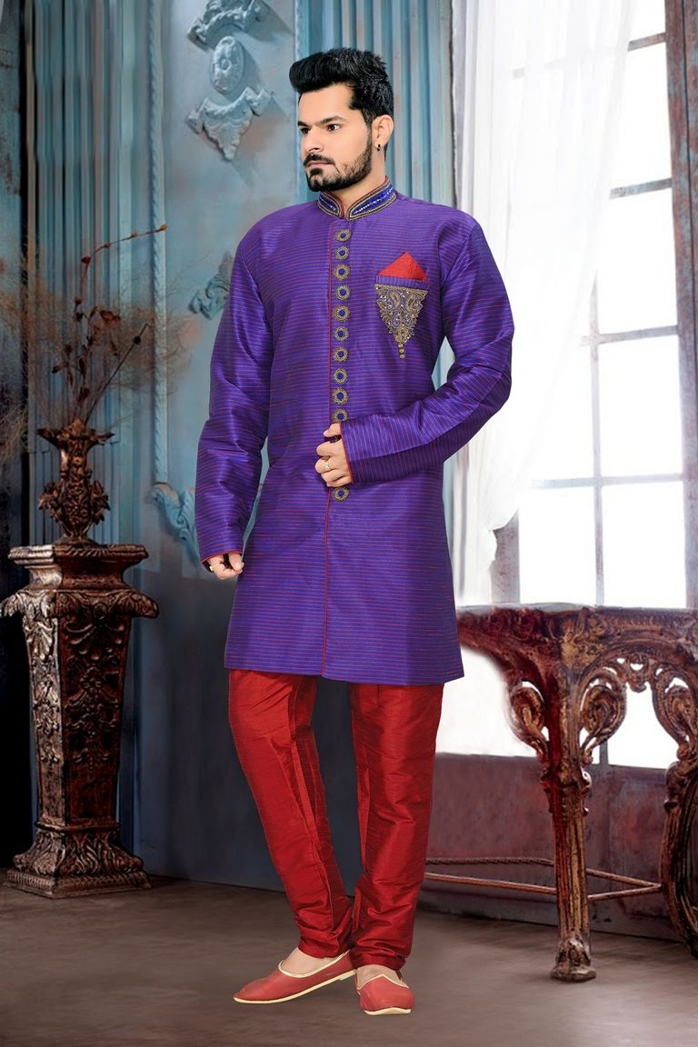 Ravishing Purple Color Royal Sherwani For Wedding