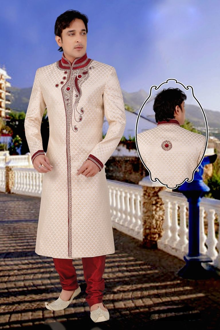 Extra Vegent Lookbeige Color Royal Sherwani For Wedding