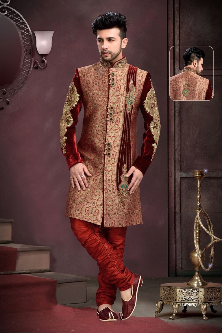 Unique Lookmaroon Festive Royal Sherwani