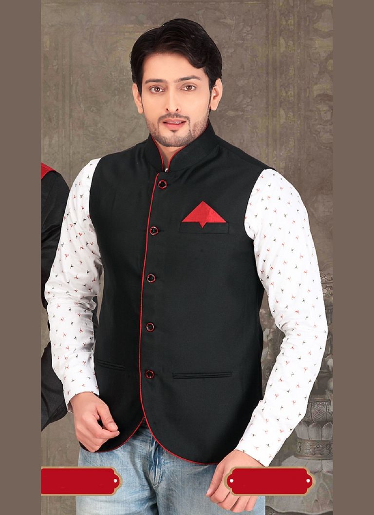 Enrapturing Mens Black Color Imported Nehru Jacket