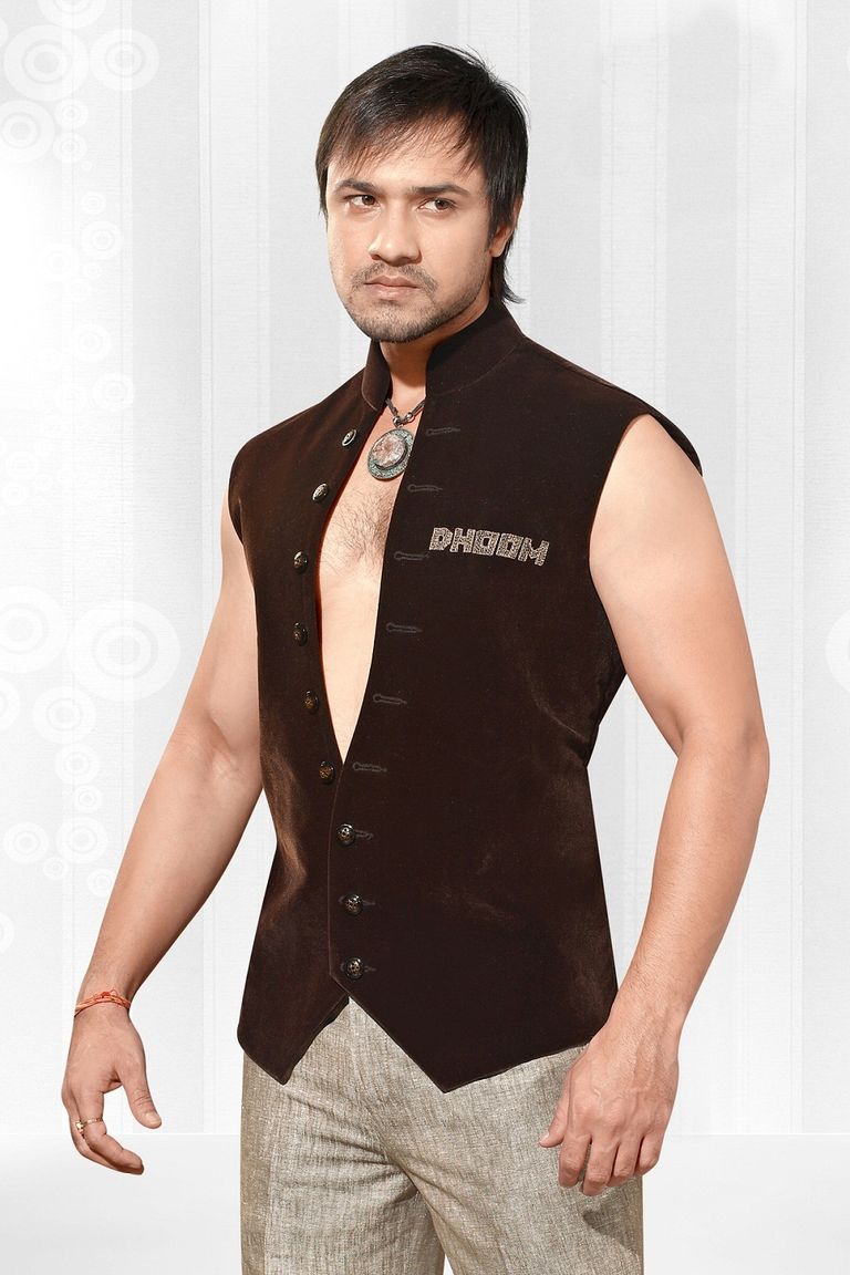 Mens Stupefying Brown Color Nehru Jacket