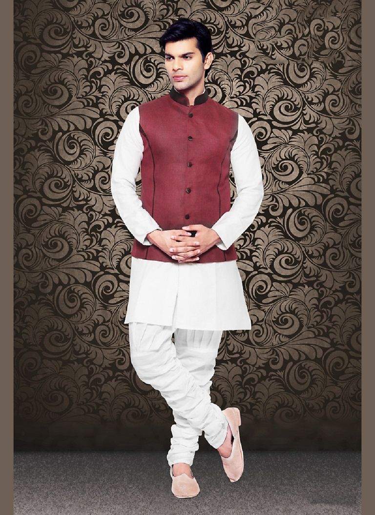 Royal And Rich Maroon Color Linen Nehru Jacket