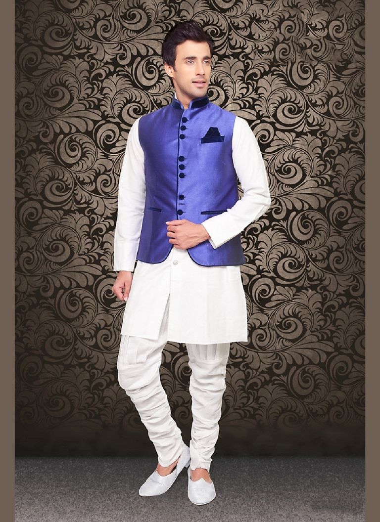 Royal And Rich look Blue Color Imported Nehru Jacket