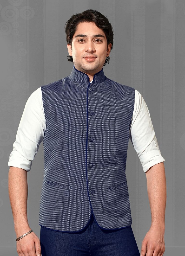 Elegant Royal Blue Color Nehru Jacket