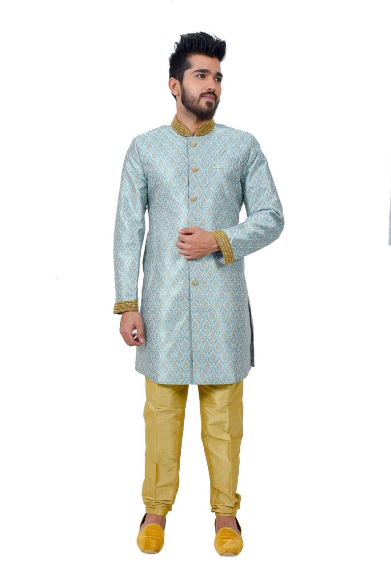 Multi Satantehrabrocadesilk Indowestern Sherwani