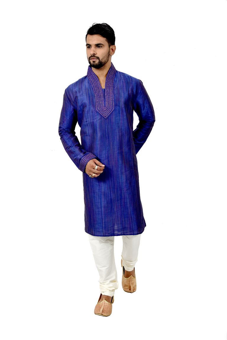 Blue Ghicchasilk Wedding Kurta Pajama