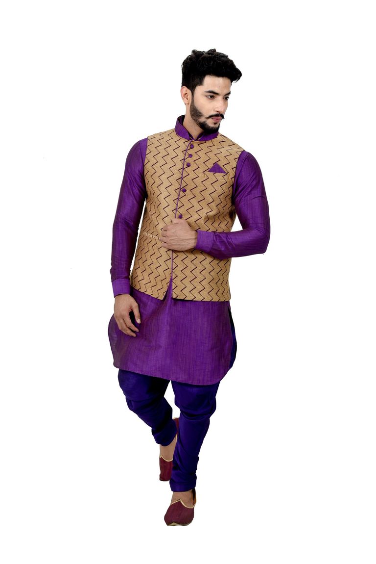 Ghicchasilk Kurtasetwith Brocadesilk Jacket