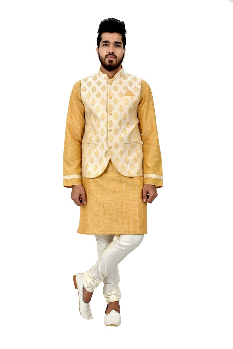Cottonsilk Kurtasetwith Brocadesilk Jacket