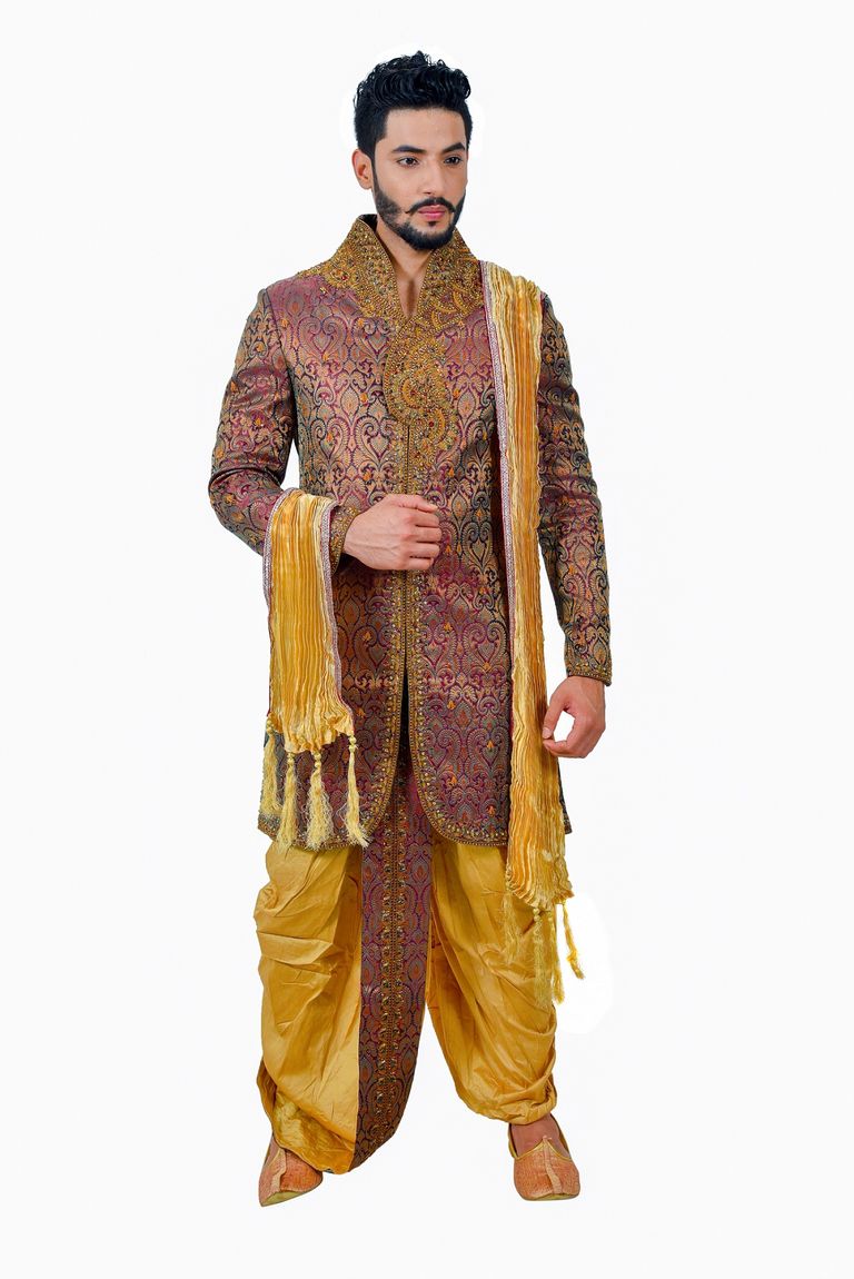 Online Zari Brocade Silk Sherwani