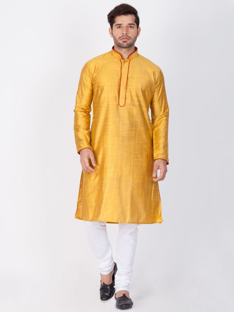 Bright Yellow Cotton Kurta Payjama Online
