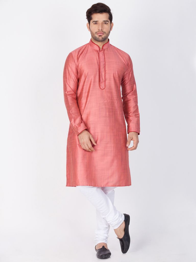 Pink And White Kurta Payjama For Men