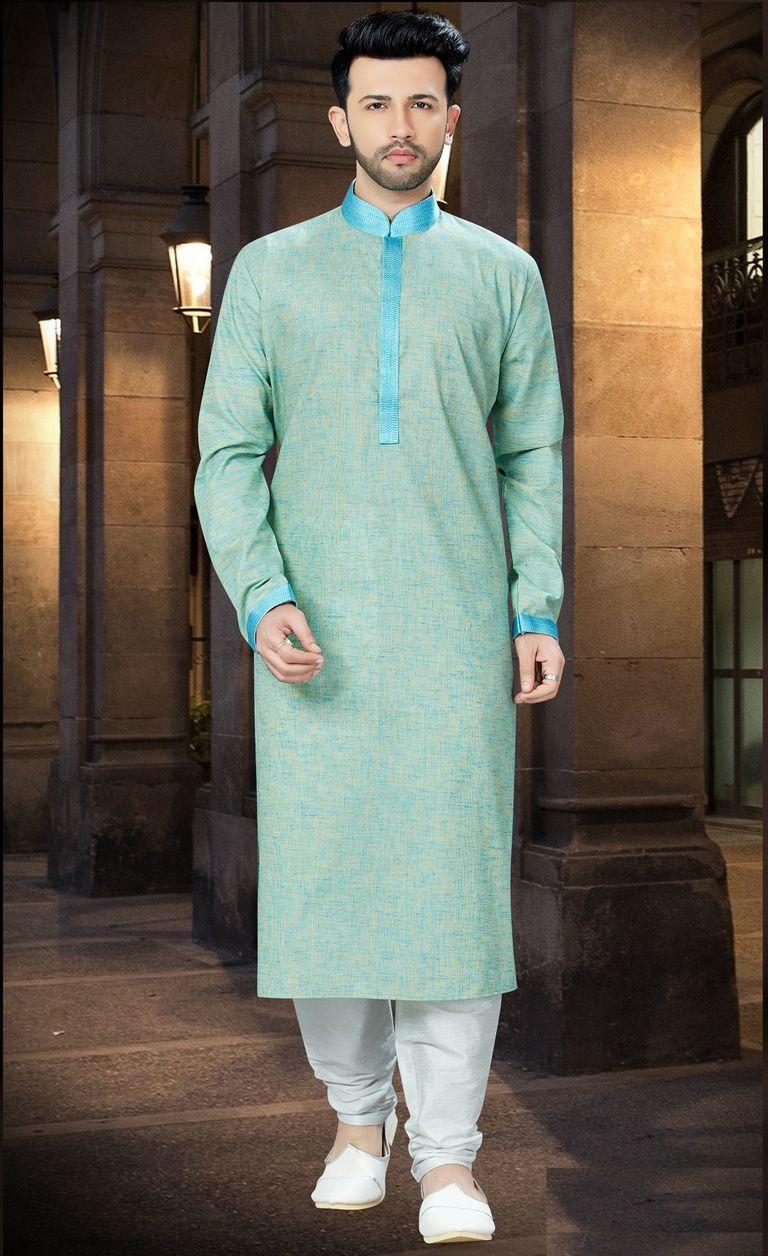 Elegant Look Green Khadi Kurta Online For Men