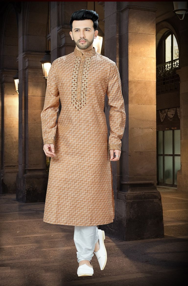 Online Brown Chudidar Kurta For Men