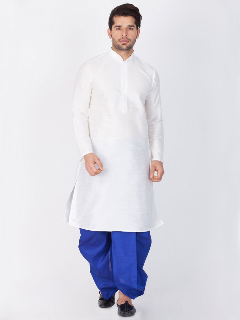 Online Plain White Kurta Dhoti For Men