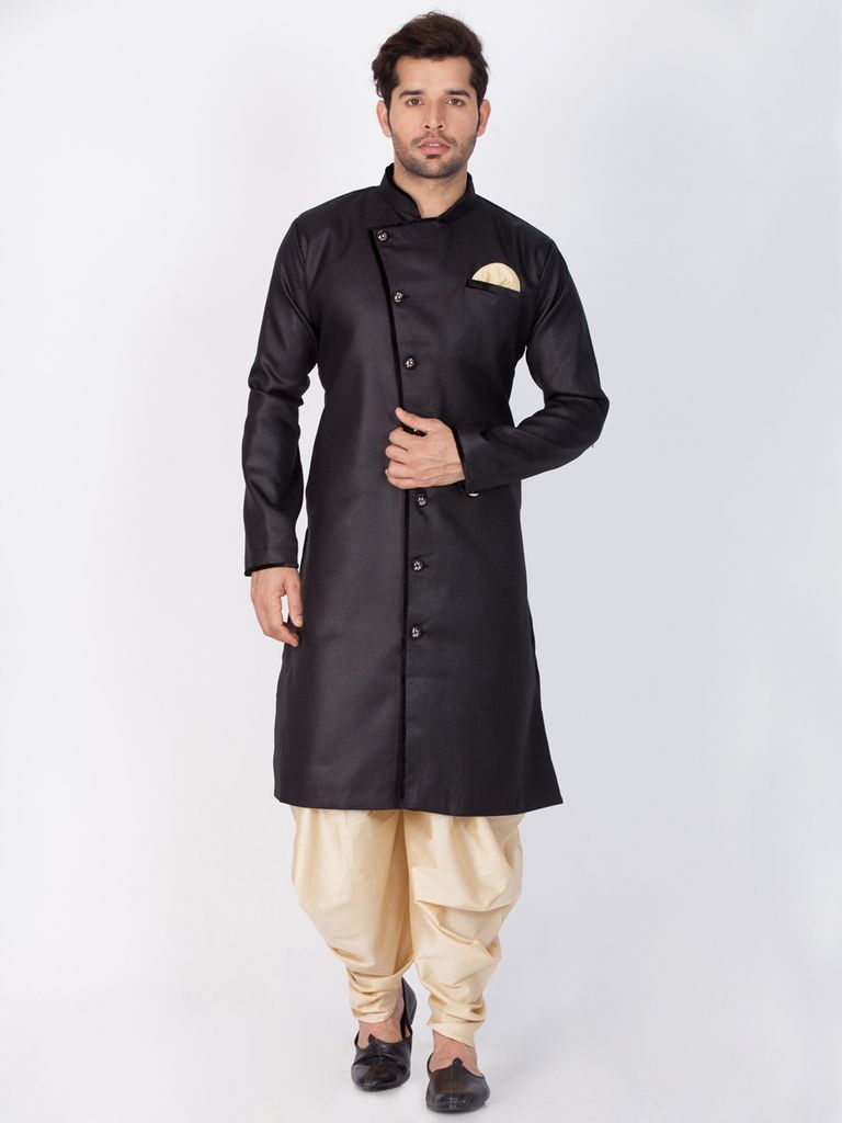 Plain Cotton Kurta Online In Black