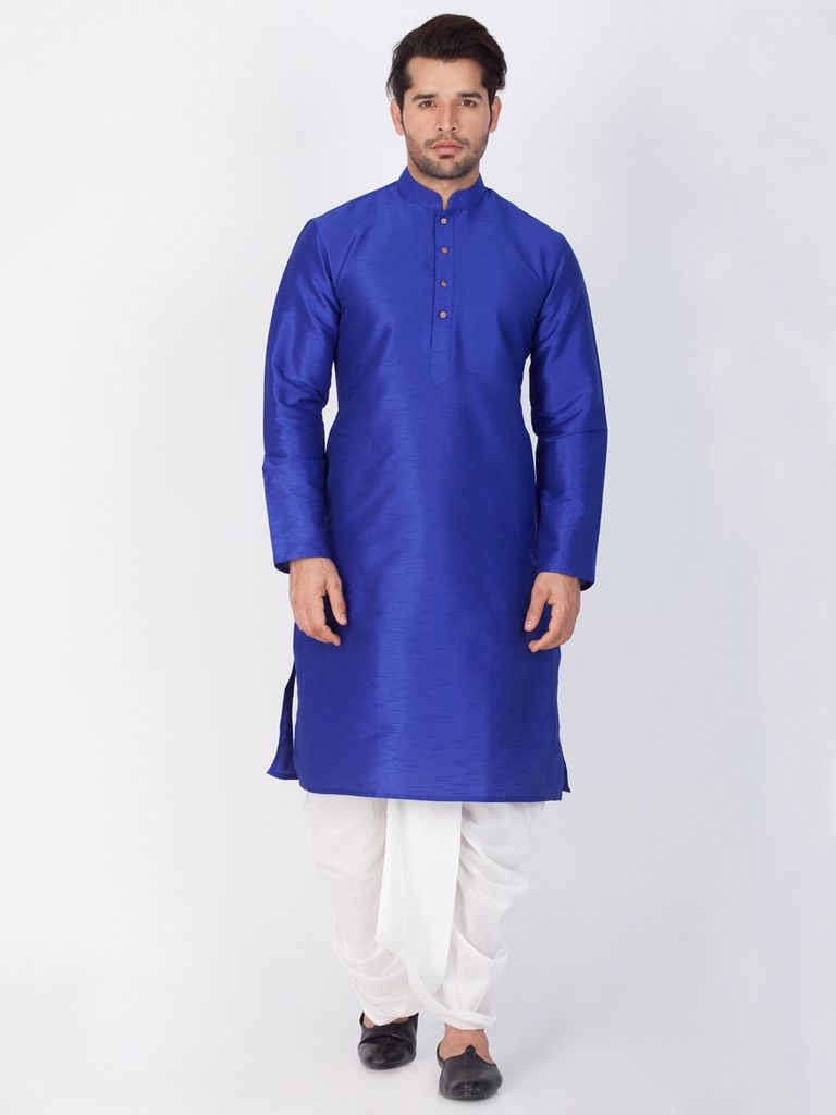 Princely Blue Cotton Kurta Dhoti Online