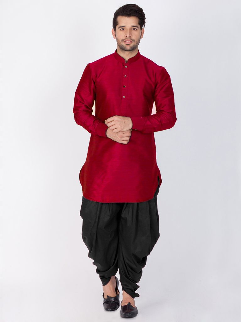 Royal Look Maroon Kurta Dhoti For Men