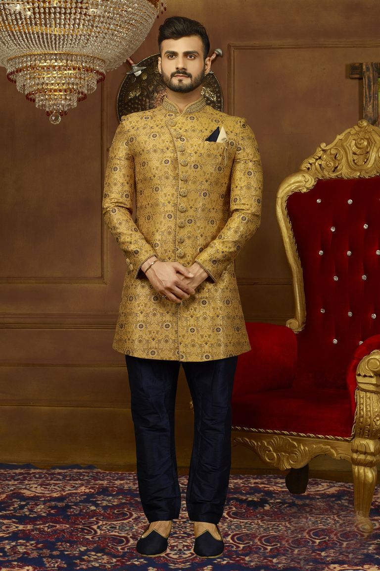 Admiral Yellow Marriage Indo Western Sherwani