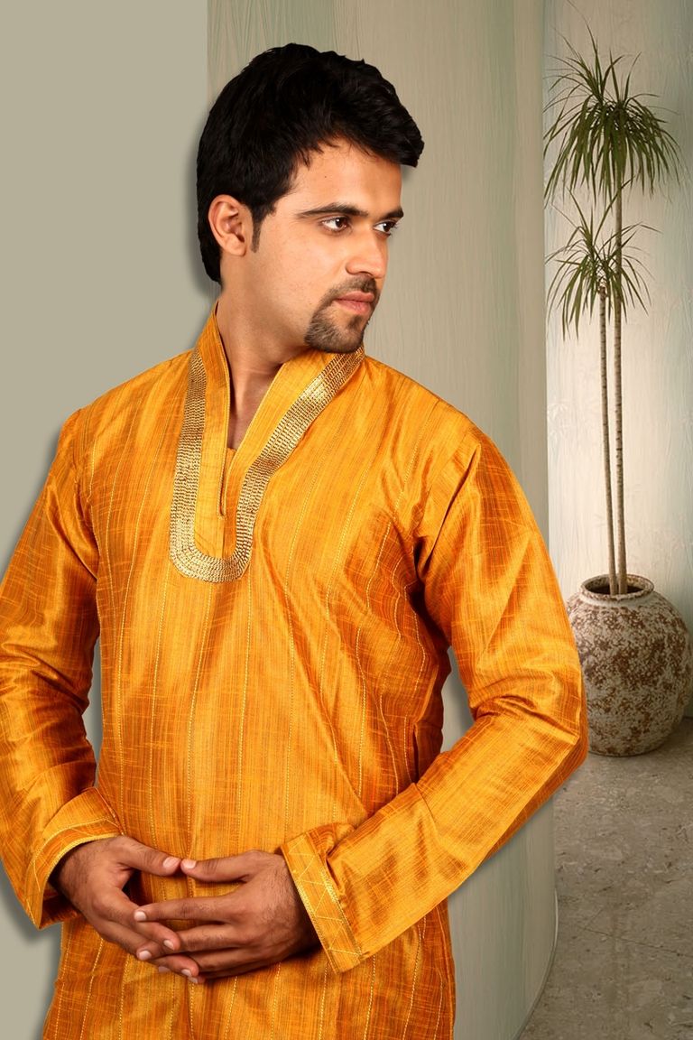 Trendy Highneck Mustard Kurta BL4032