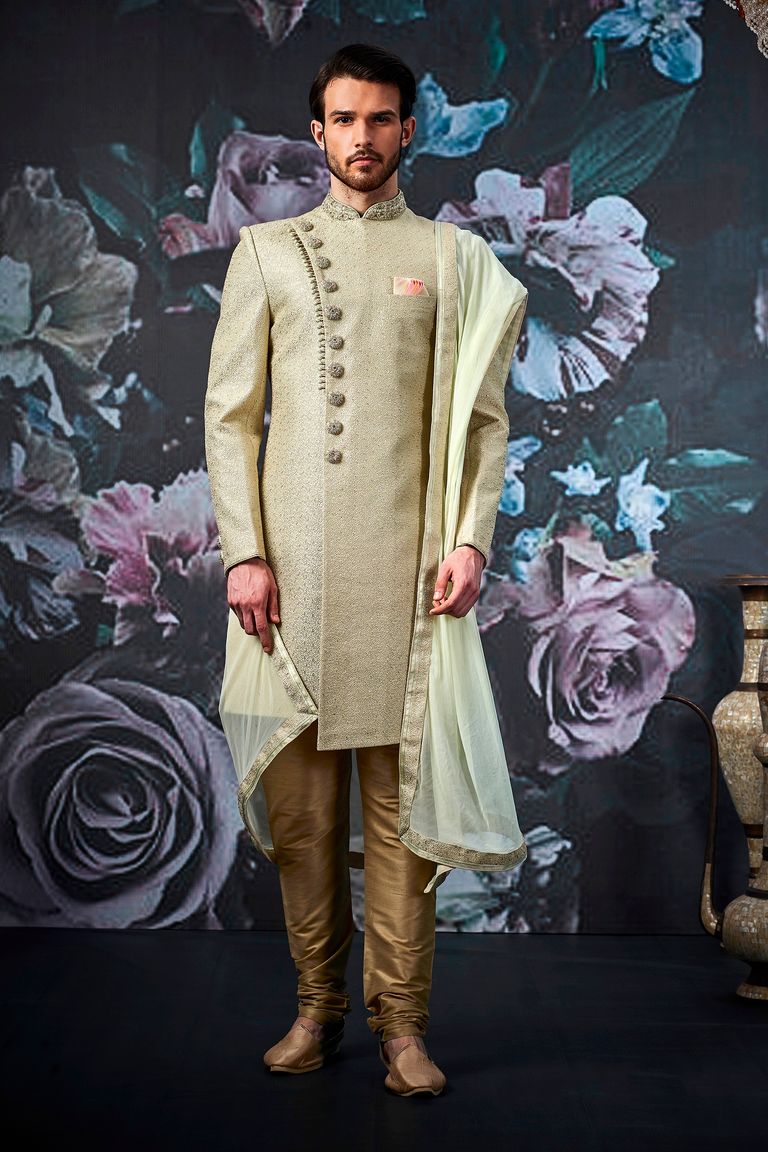 Princely Look Pista Wedding Sherwani