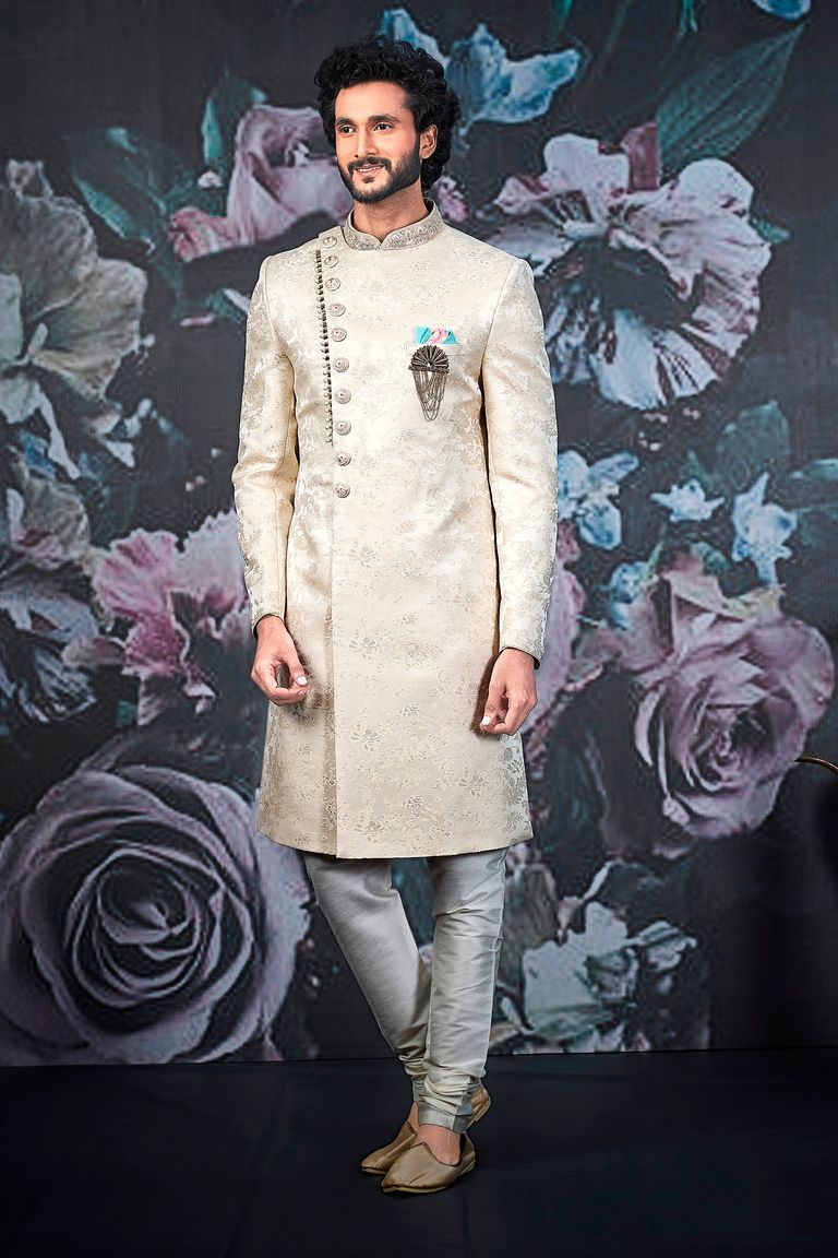 Traditional Cream Wedding Sherwani
