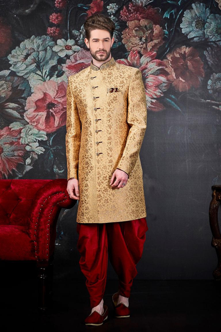 Royal Golden Wedding Sherwani