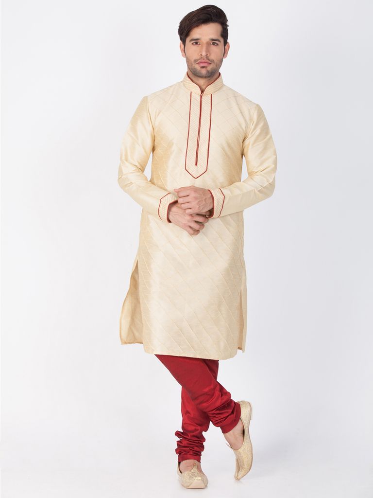 Ethnic Look Golden Cotton Silk Kurta
