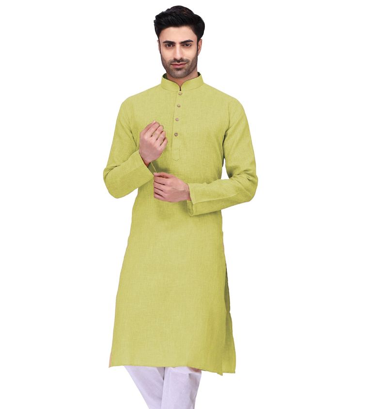Glorious Yellow Green Cotton Kurta