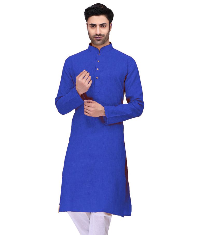 Trendy Blue Mens Cotton Kurta
